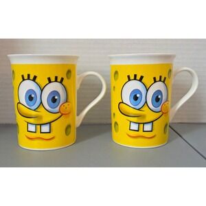 SpongeBob Mugs Set (2) – 2012 Viacom – Fun Face Expressions – Coffee/Tea Cups